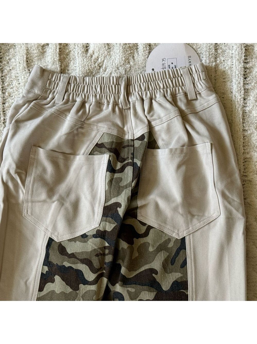 Chicways Beige Army Camo Print Trousers Size Small Women’s Stylish Casual Pants - Picture 8 of 10